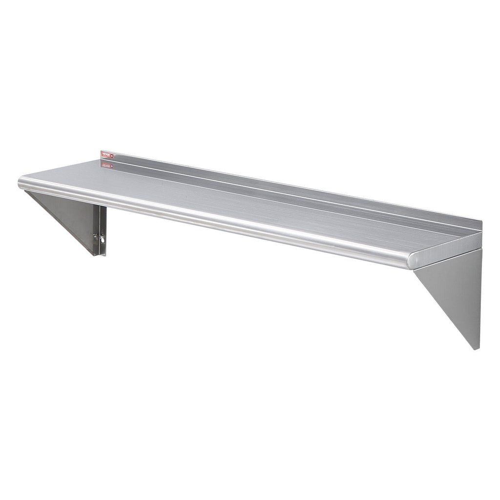 12" x 48" Stainless Steel Shelf, Wall Mounted Floating Shelving with Brackets, 280 lbs Load Capacity Commercial Shelves, Heavy Duty Storage Rack for Restaurant, Kitchen, Bar, Home, and Hotel