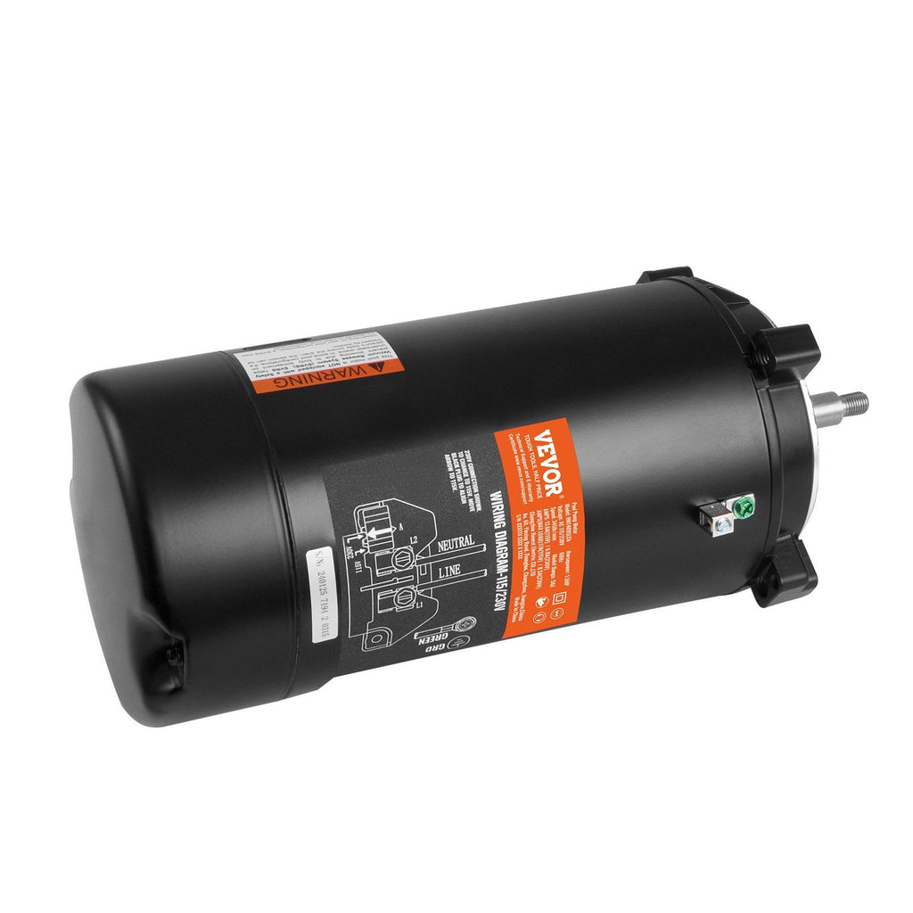 1.5 HP Pool Pump Motor, 56J Frame, 115V(13.6 Amps)/230V(6.8 Amps) 3450 RPM, 60Hz, 1.3 Service Factor, 90μF/250V Capacitor, CCW Rotation Round Flange Replacement Motor