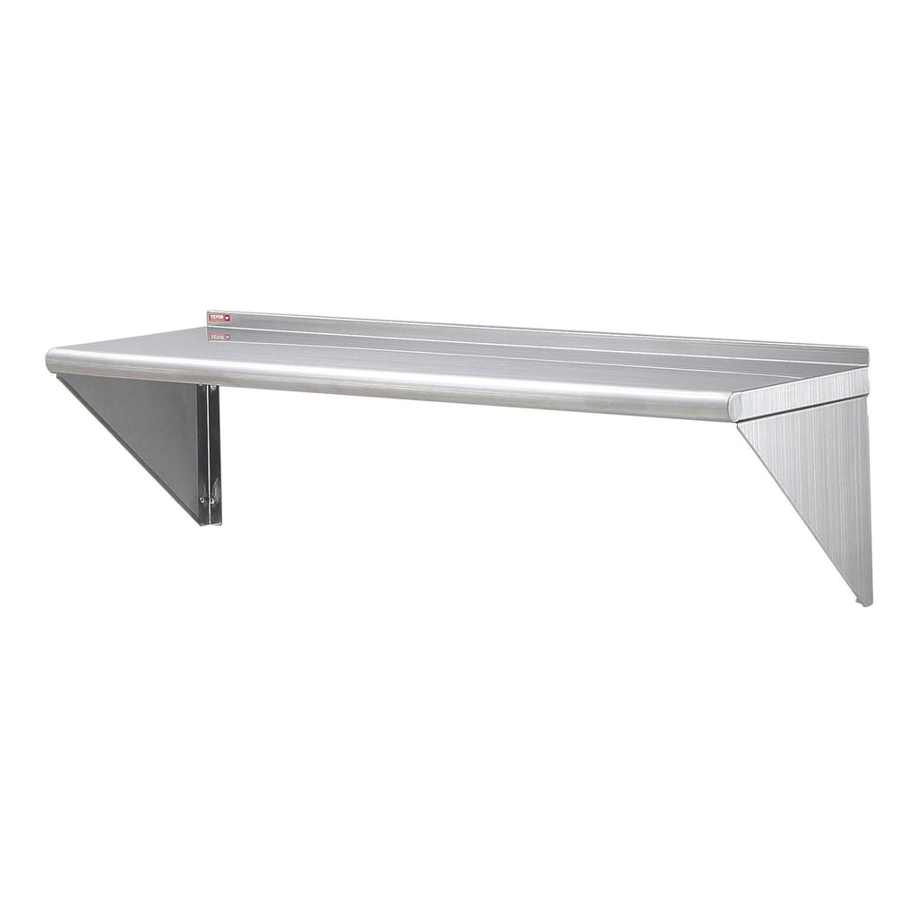 18" x 48" Stainless Steel Shelf, Wall Mounted Floating Shelving with Brackets, 400 lbs Load Capacity Commercial Shelves, Heavy Duty Storage Rack for Restaurant, Kitchen, Bar, Home, and Hotel