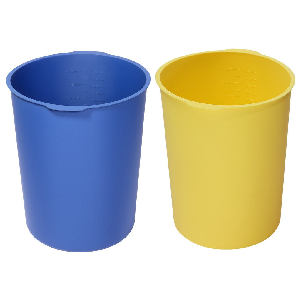 2 Pcs 5 Gallon Bucket Liner for Concrete Mix, Reusable Silicone Mortar Bucket Liner for Thinset Paint Concrete Epoxy Mixing, Heavy-duty Grout Mixer Insert with Measurements, Blue & Yellow