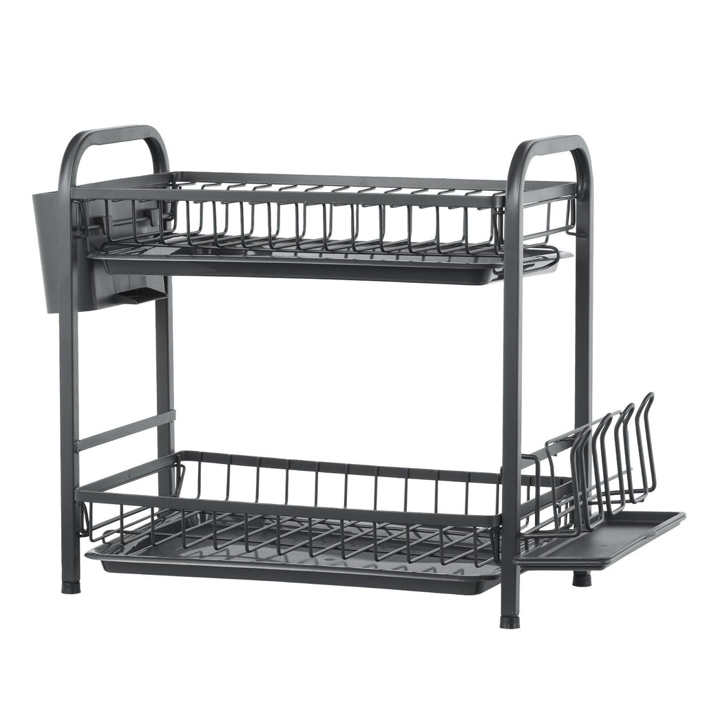 2 Tier Dish Drying Rack Dish Drainer Carbon Steel Kitchen Utensil Holder