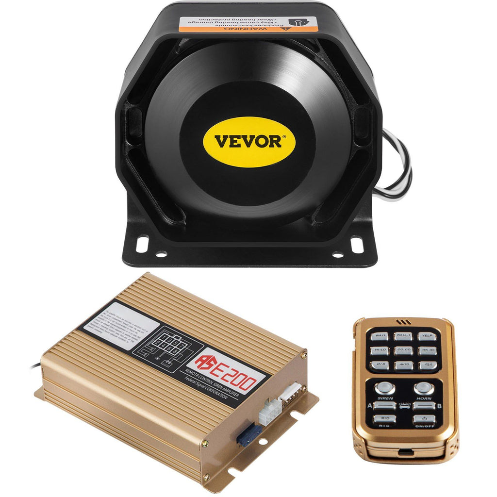 200W 8 Sound Loud Car Warning, Police Fire Emergency Alarm Fire Siren, 1 Horn PA Speaker MIC System Vehicle Siren