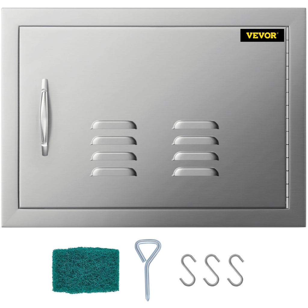 20W x 14H Inch BBQ Access Single Door with Vents Horizontal BBQ Island Door Stainless Steel Outdoor Kitchen Doors for Commercial BBQ Grid