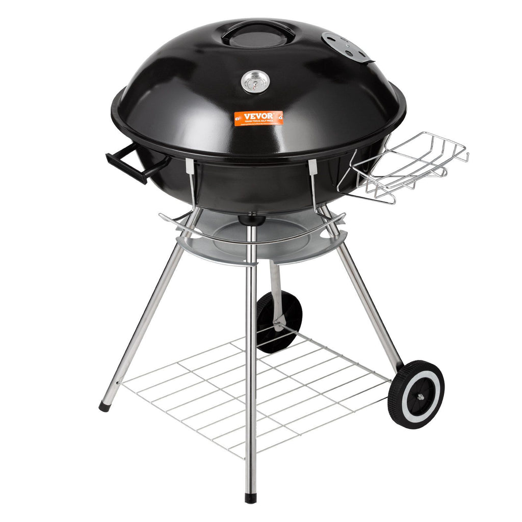 22 inch Kettle Charcoal Grill, Premium Kettle Grill with Wheels and Cover, Porcelain-Enameled Lid and Ash Catcher & Thermometer for BBQ, Round Barbecue Grill Outdoor Cooking, Patio and Backyard