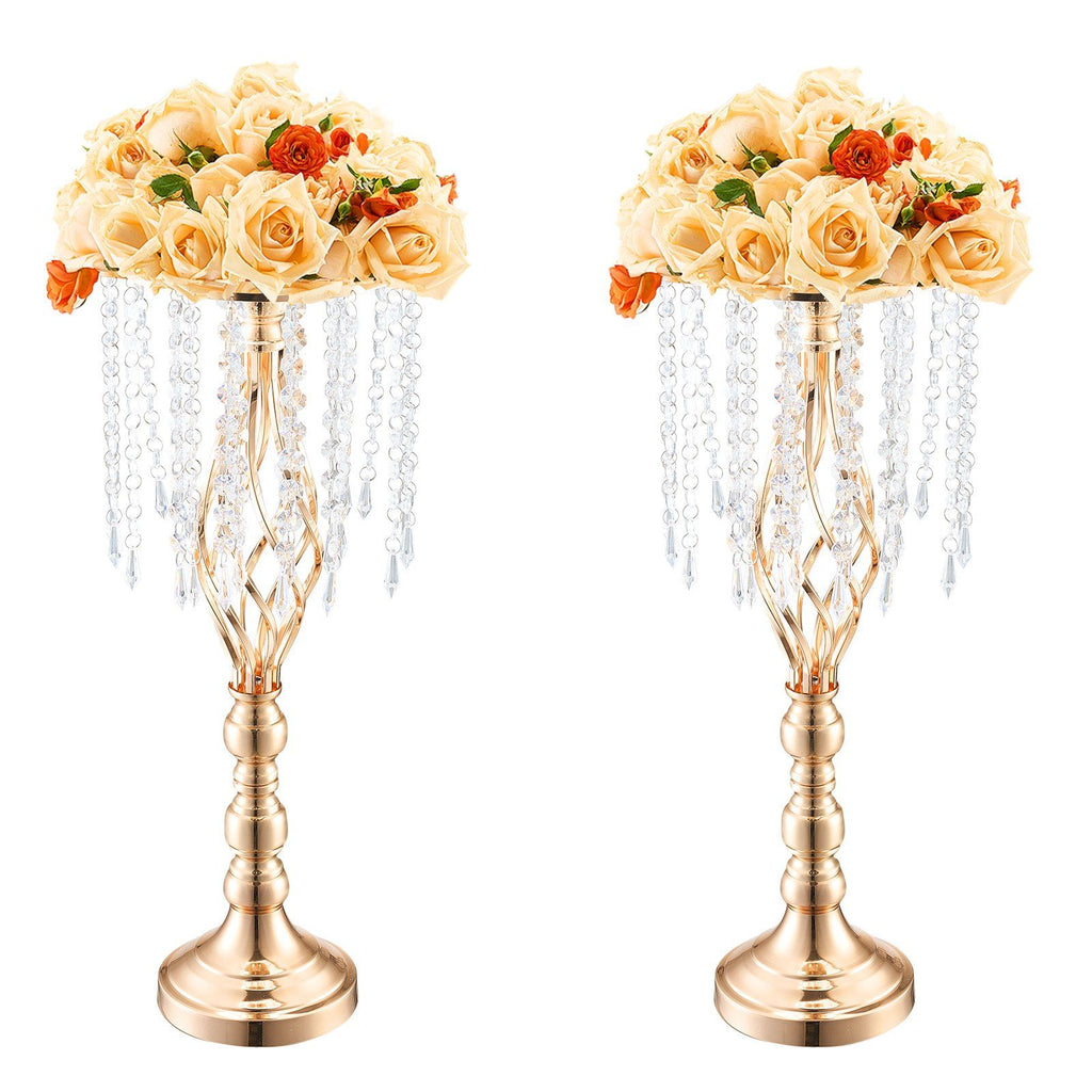 2PCS 55cm/21.65' Tall Crystal Wedding Flower Stand Vase for Party Decor