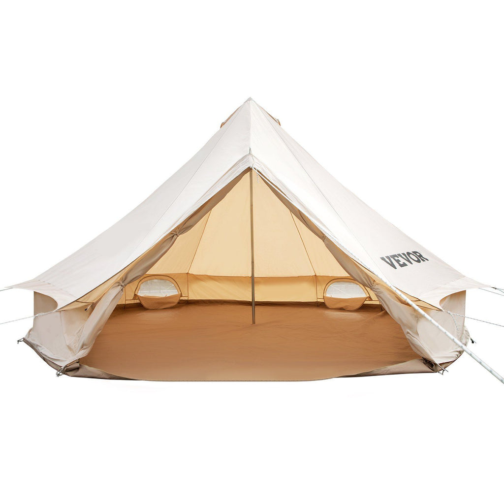3-5 Person Canvas Glamping Bell Tent, Breathable Waterproof Yurt Tent with Stove Jack and Detachable Side Wall for Family Camping, 10'x 10'x98"(Diameter 3M)