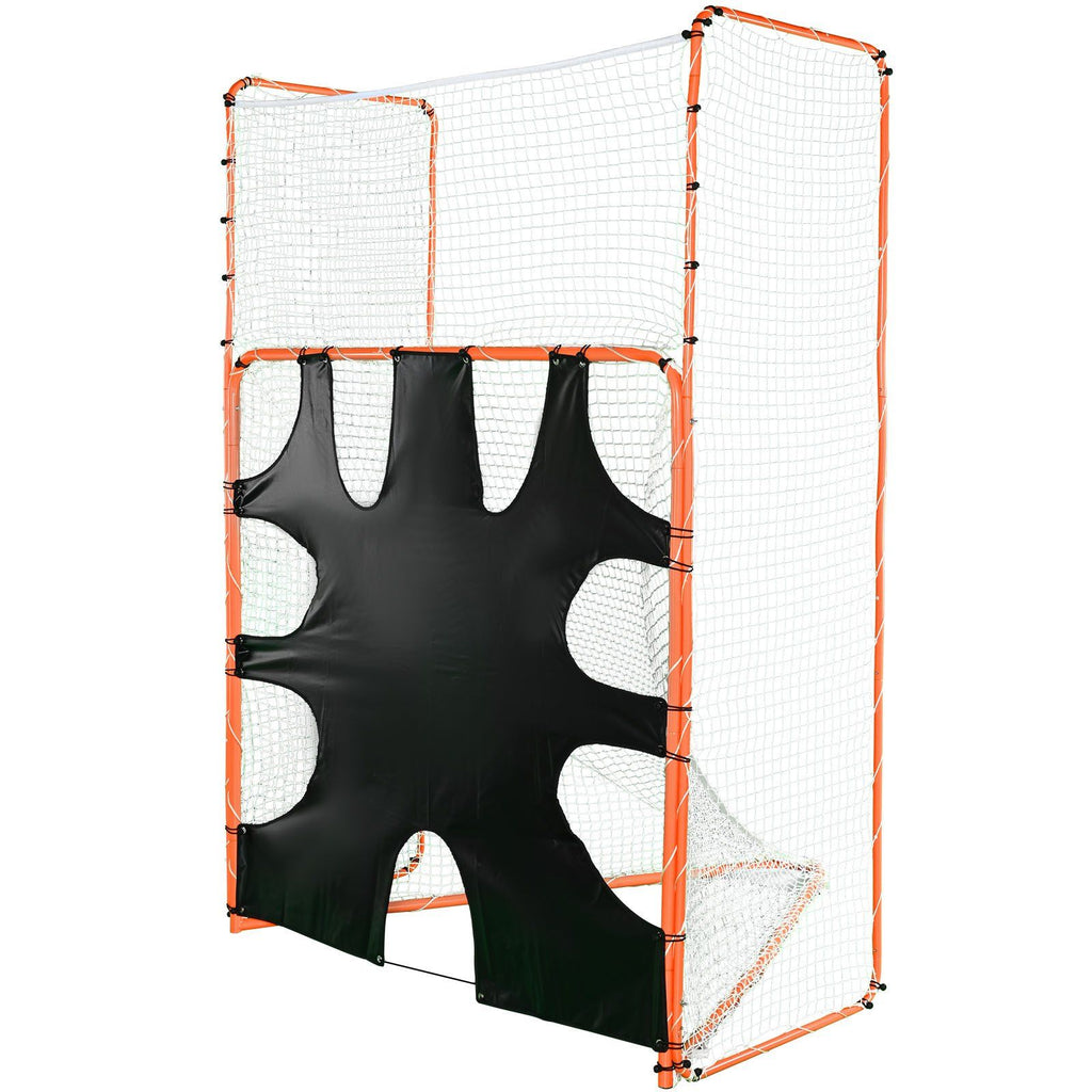 3-IN-1 Lacrosse Folding Goal with Backstop and Target, 6' x 6' Lacrosse Net, Orange