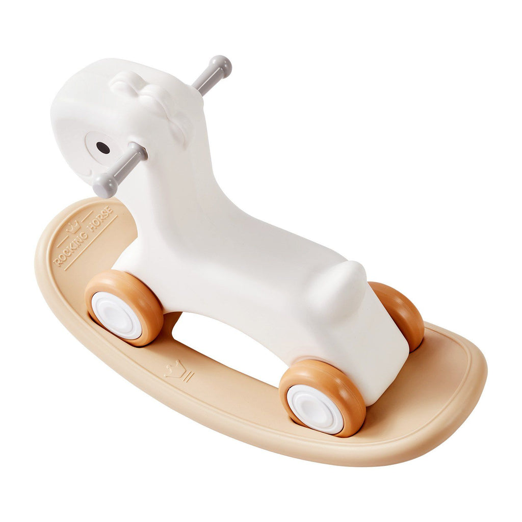 3 in 1 Rocking Horse for Toddlers 1-3 Years, Baby Rocking Horse with Detachable Balance Board and 4 Smooth Wheels, Support up to HDPE Material 80 lbs Kids Ride on Toy, 40° Swinging, White