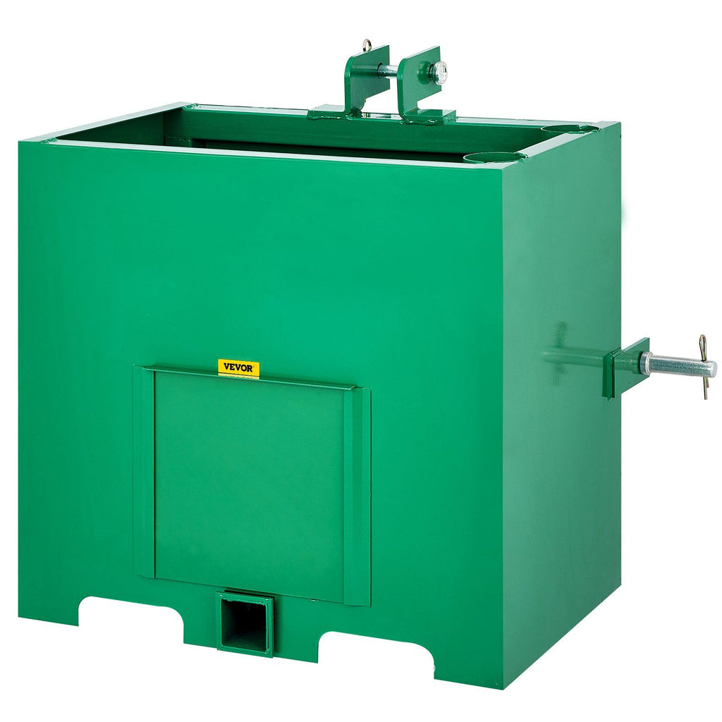 3 Point Ballast Box, 800lbs Capacity Hitch Ballast Box, Standard 2'' Hitch Receiver, Tractor Ballast Box with 5cu.ft Volume, Heavy Duty Steel, Fits Category 1 Tractor Attachment,Green