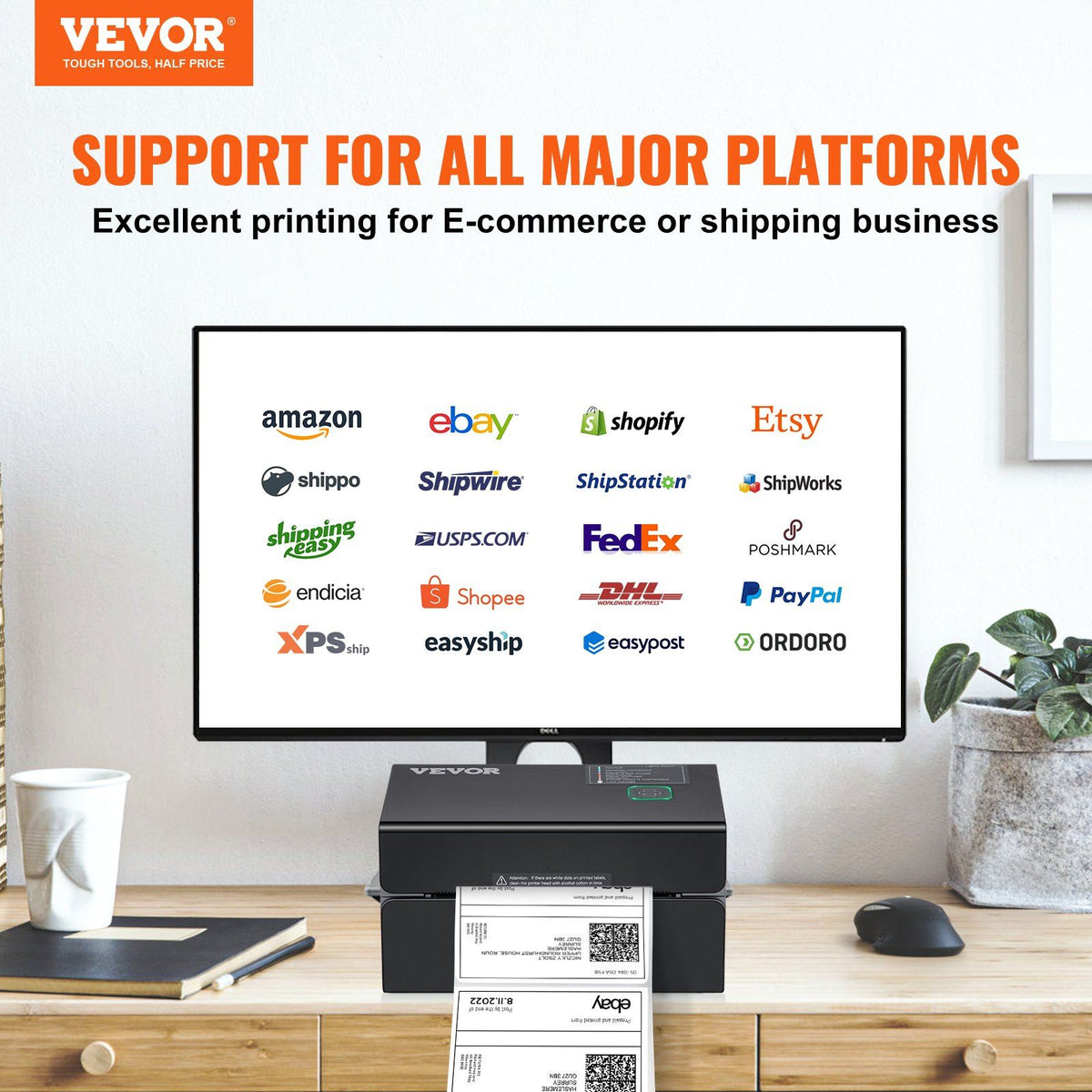 VEVOR 300DPI Bluetooth Thermal Label Printer w/Auto Recognition & Rohm ...