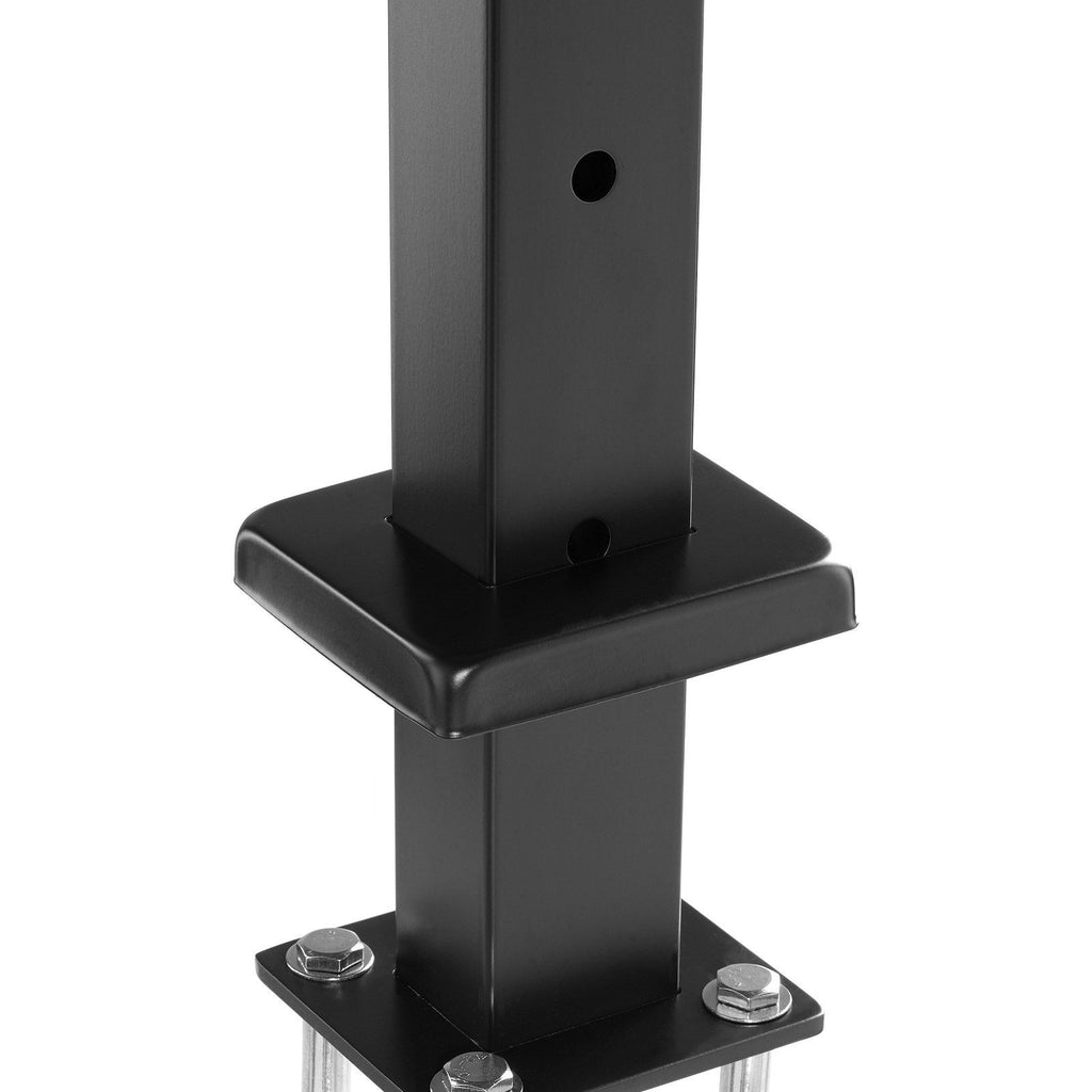 4-Pack Cable Railing Post, 36" x 1" x 2" Steel Horizontal Hole Deck Railing Post, 10 Pre-Drilled Holes, SUS304 Stainless Steel Cable Rail Post with Horizontal and Curved Bracket, Black