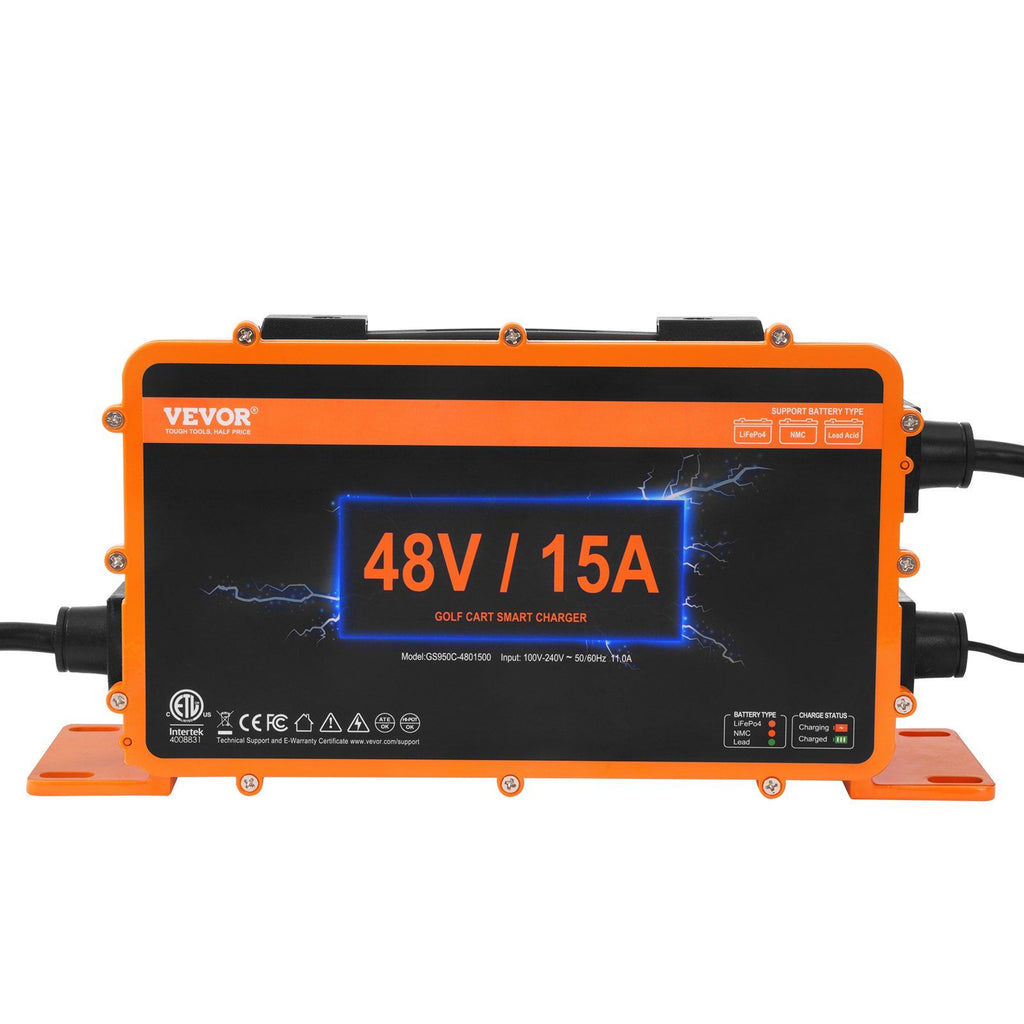 48 Volt 15 AMP Golf Cart Smart Battery Charger for Club Car 3-Pin Round