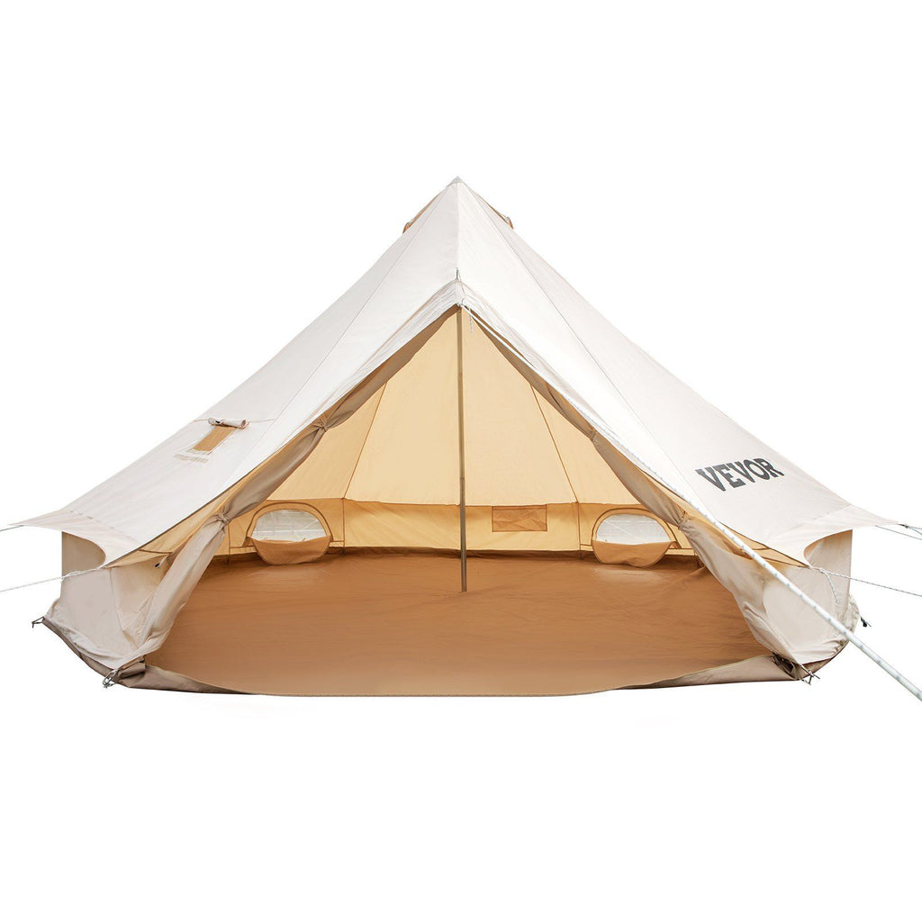 5-8 Person Canvas Glamping Bell Tent, Breathable Waterproof Yurt Tent with Stove Jack and Detachable Side Wall for Family Camping,13'x 13'x98"(Diameter 4M)