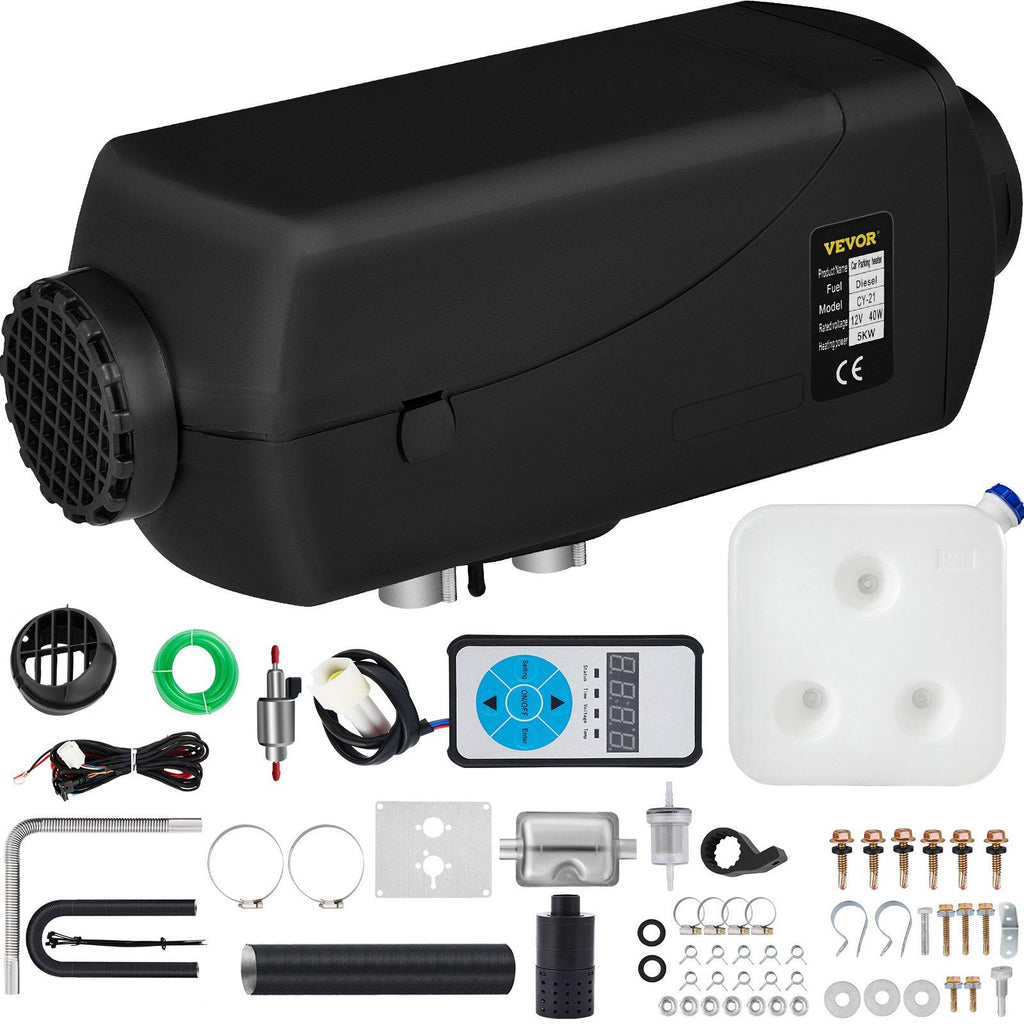 5KW Diesel Air Heater 12V Diesel Parking Heater 10L Tank Air Diesel Heater Silencer with Digital Switch for Boat Caravan and Motor-home