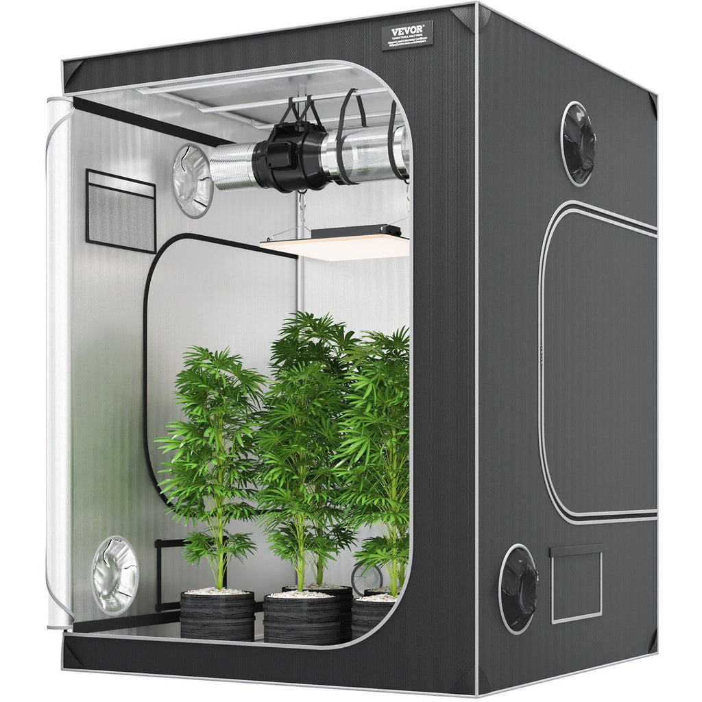 5x5 Grow Tent, 60'' x 60'' x 80'', High Reflective 2000D Mylar Hydroponic Growing Tent with Observation Window, Tool Bag and Floor Tray for Indoor Plants Growing