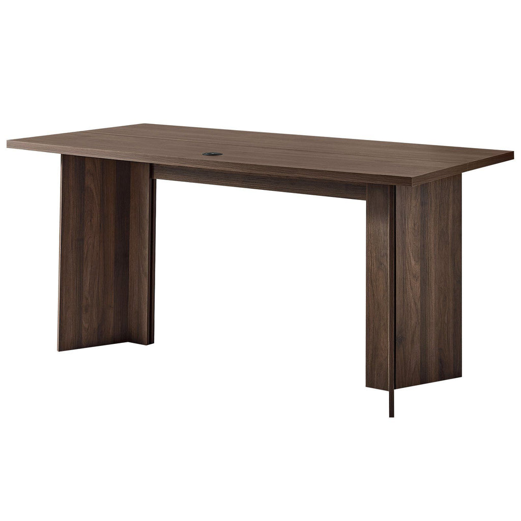 63 in Executive Desk, Large Modern Rectangle Office Table, Heavy Duty Wooden Executive Table with Cable Connection Hole, 250 LBS Load Capacity, Easy Assembly, for Work Study Writing, Walnut