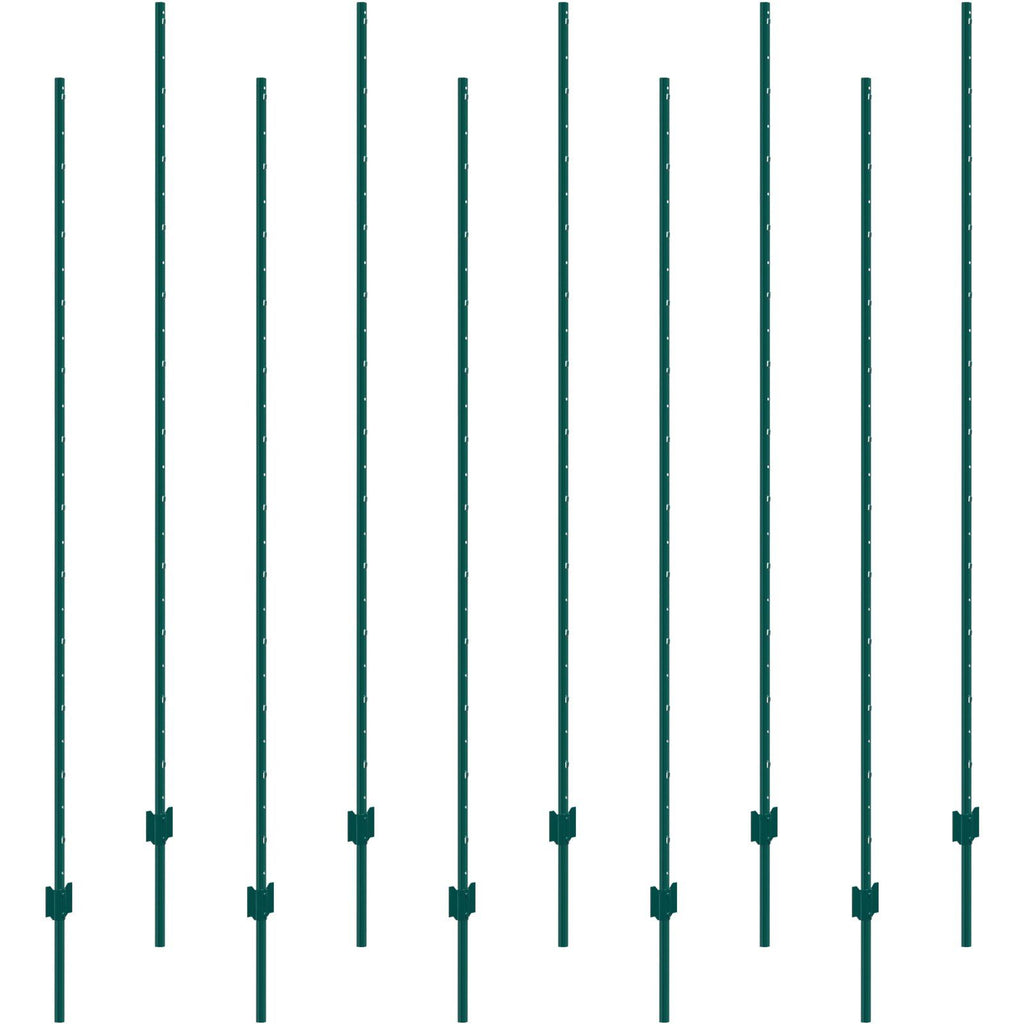 7 Feet Fence Post 10 Pack T-Post Heavy Duty Metal Fence Posts Green