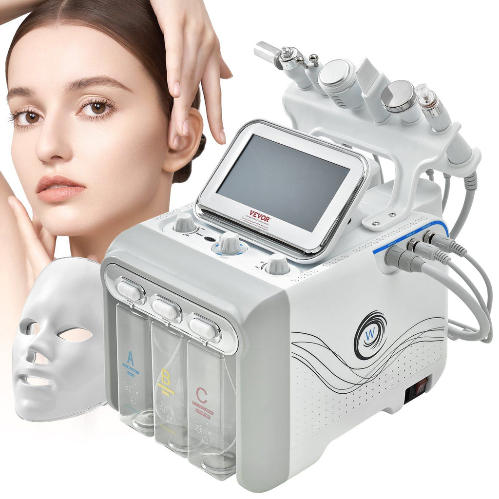 7 in 1 Hydrogen Oxygen Facial Machine, Professional Hydrafacial Machine for Spa, Hydro Facial Cleansing Rejuvenation Machine with 7-inch LCD Screen, 6 Skincare Probes, 7-Color Light Beauty Mask