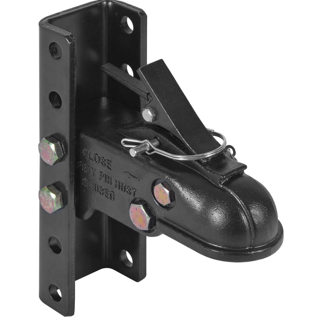 Adjustable Trailer Coupler and 5-Position Channel Bracket Kit, 2-5/16" Hitch Ball, 15000 lbs Capacity, Heavy Duty Cast Channel-Mount Coupler, for Towing Camper, Pickup Truck, SUV, Black Coating
