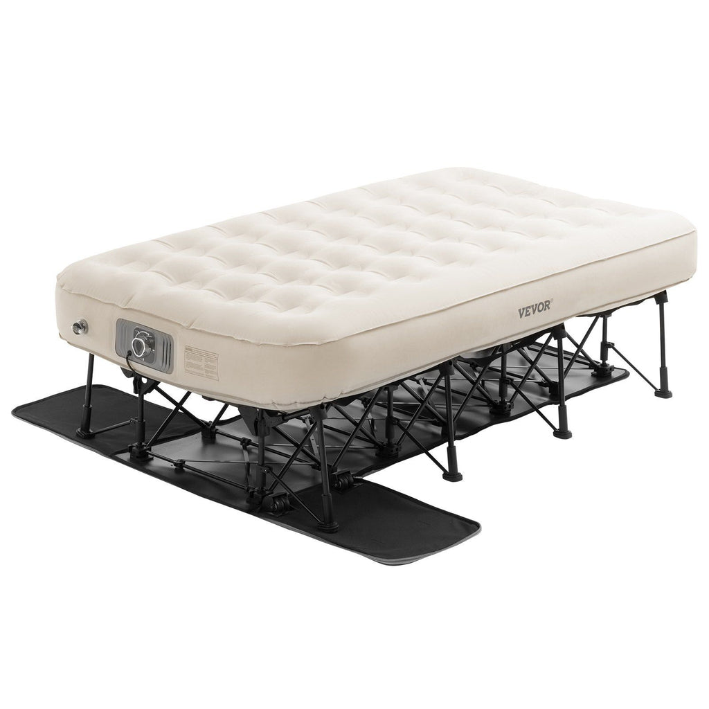 Air Mattress with Frame, Inflatable 1 Person Camping Cot with Built-in Pump, Portable Folding Air Beds Supports 300 lbs, Blow Up Anywhere Bed for Guests Camping Travel Indoor & Outdoor Use