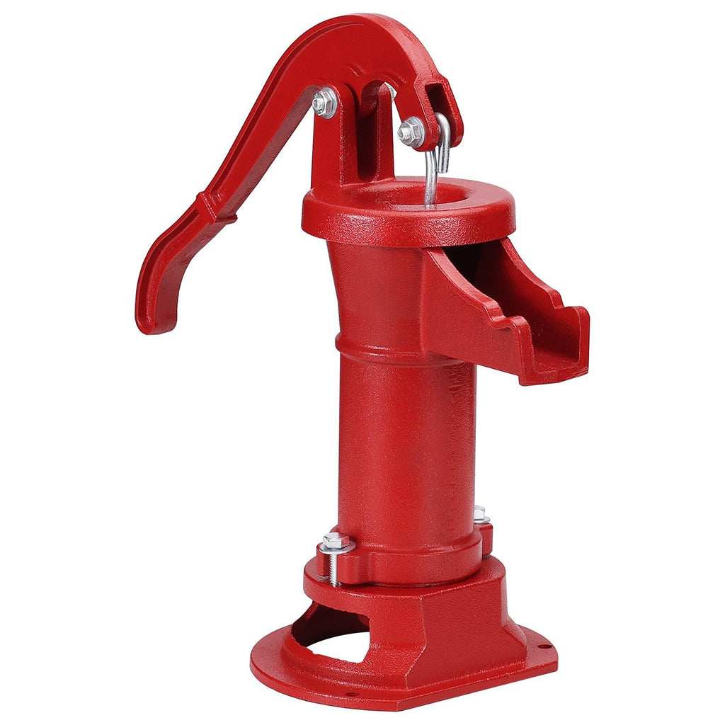 Antique Well Hand Pitcher Pump, 25 ft Maximum Lift, Cast Iron Manual Hand Water Pump with Ergonomic Handle G1-5/8" Easy Installation, Old Fashioned for Outdoor Home Yard Garden Pond Farm, Red