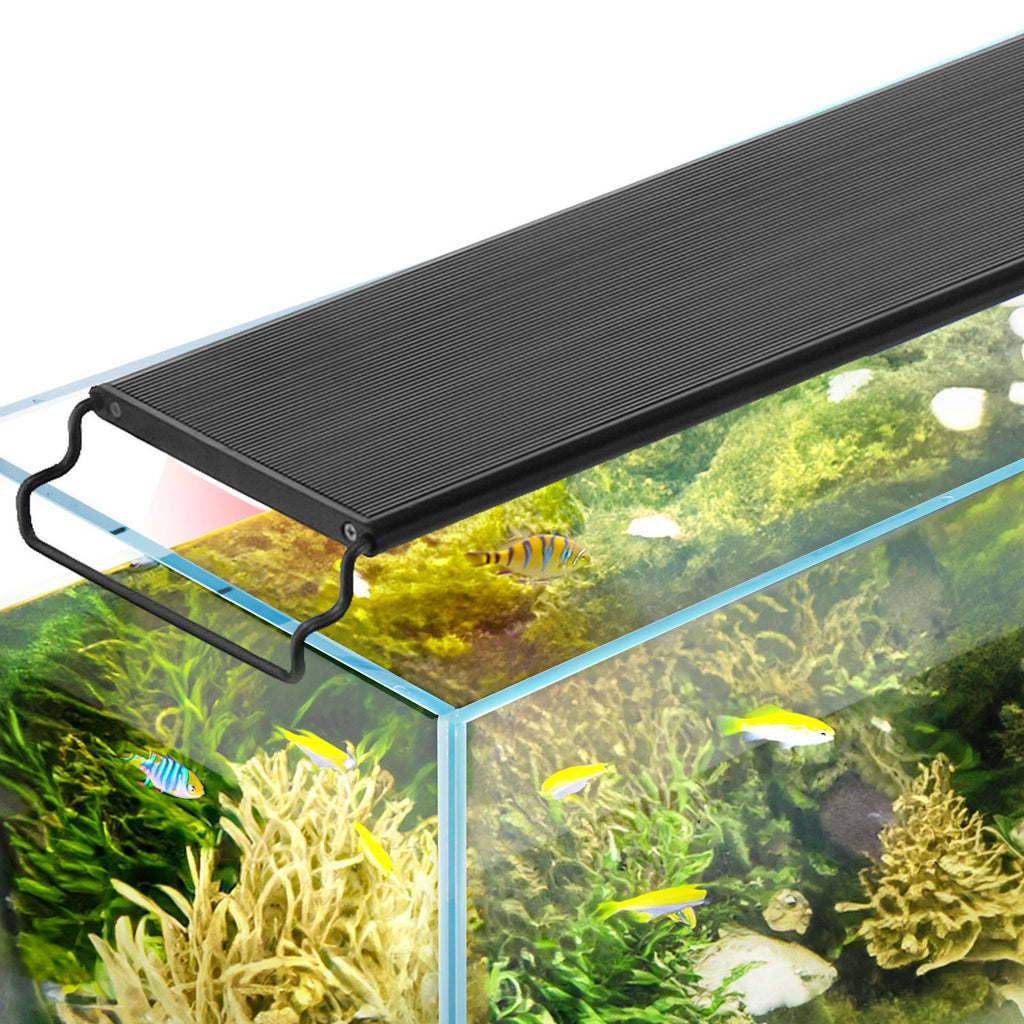 Aquarium Light with LCD Monitor, 24W Full Spectrum Fish Tank Light with 24/7 Natural Mode, Adjustable Brightness & Timer - Aluminum Alloy Shell Extendable Brackets for 30"-36" Freshwater Tank