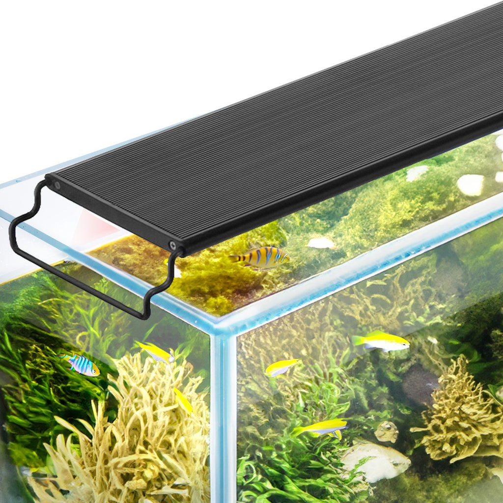 Aquarium Light with LCD Monitor, 42W Full Spectrum Fish Tank Light with 24/7 Natural Mode, Adjustable Brightness & Timer - Aluminum Alloy Shell Extendable Brackets for 48"-54" Freshwater Tank