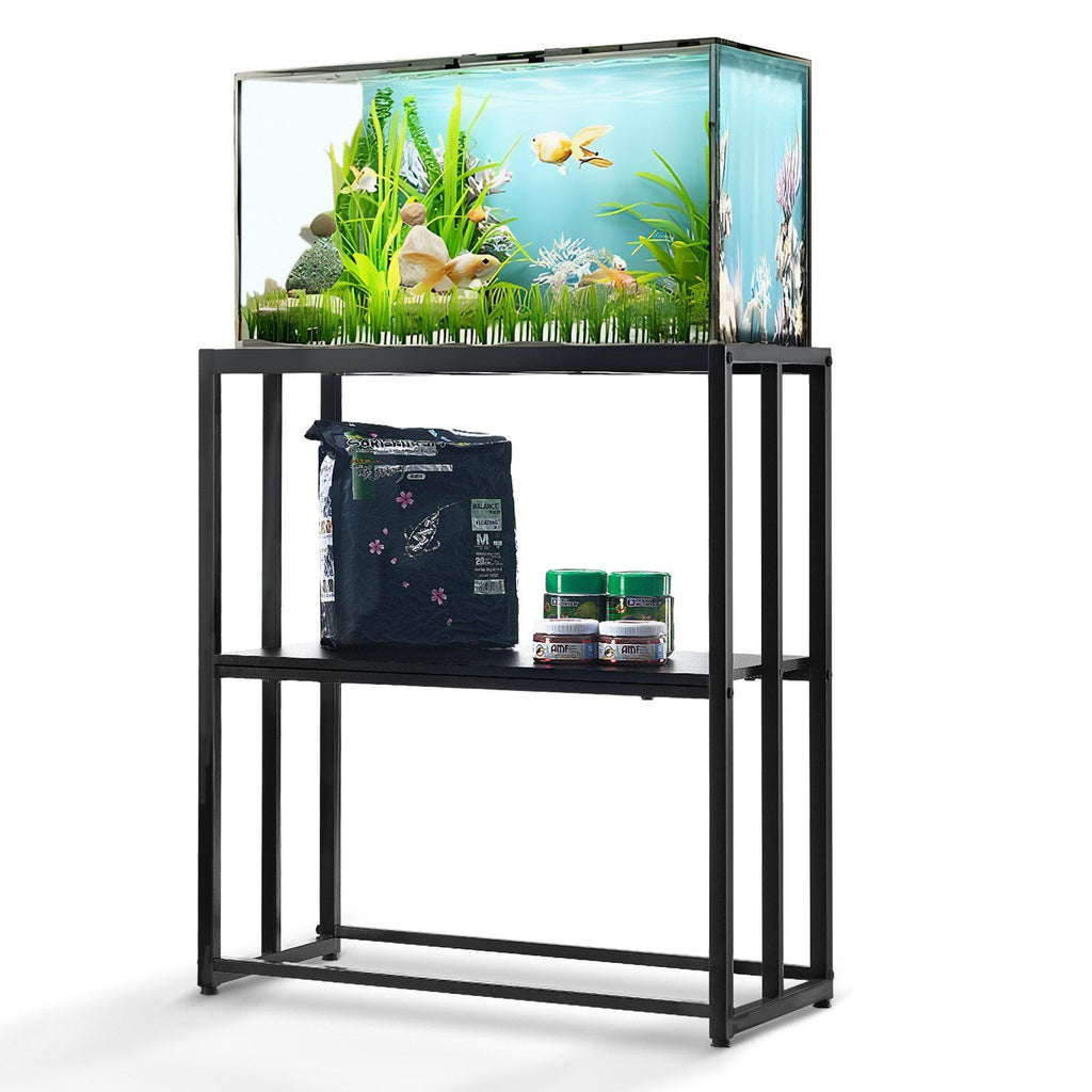 Aquarium Stand, 20 Gallon Fish Tank Stand, 24.8 x 13 x 30 in Steel Turtle Tank Stand, 167.6 lbs Load Capacity, Reptile Tank Stand with Storage, Hardware Kit, and Non-slip Feet, Black