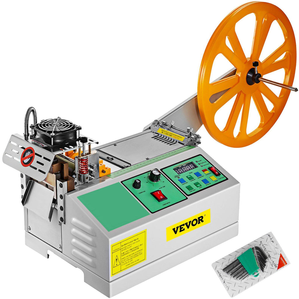Automatic Hot and Cold Tape Cutting Machine 440W 350°C Zipper Braided Tape Ribbon Cutter 100mm Metal Strip Precise Digital Belt Cutter for Nylon Plastic