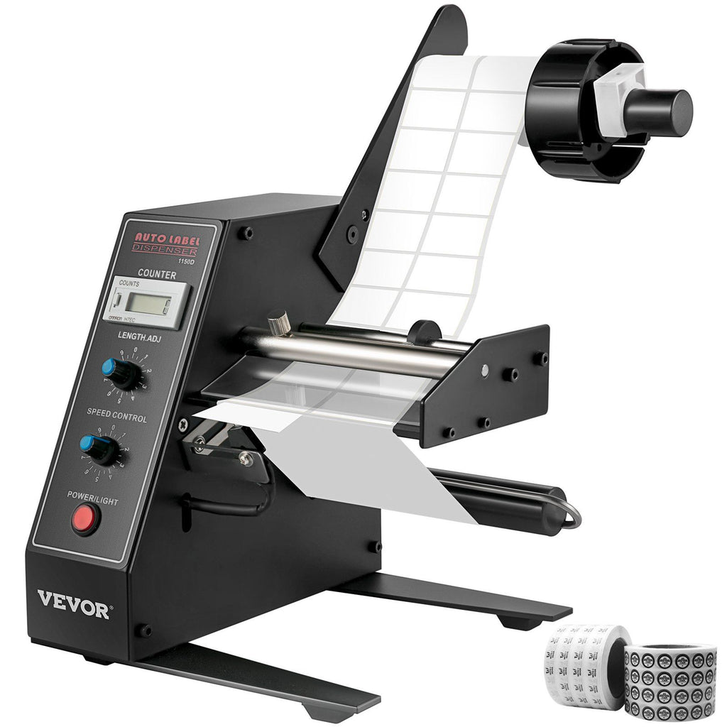 Automatic Label Dispenser 110V, 12W AL-1150D Automatic Manual Label Stripper Label Machine 1-8 m/min, Portable Label Applicator for Various Bottles Label Sizes, Auto Counting 0-999999
