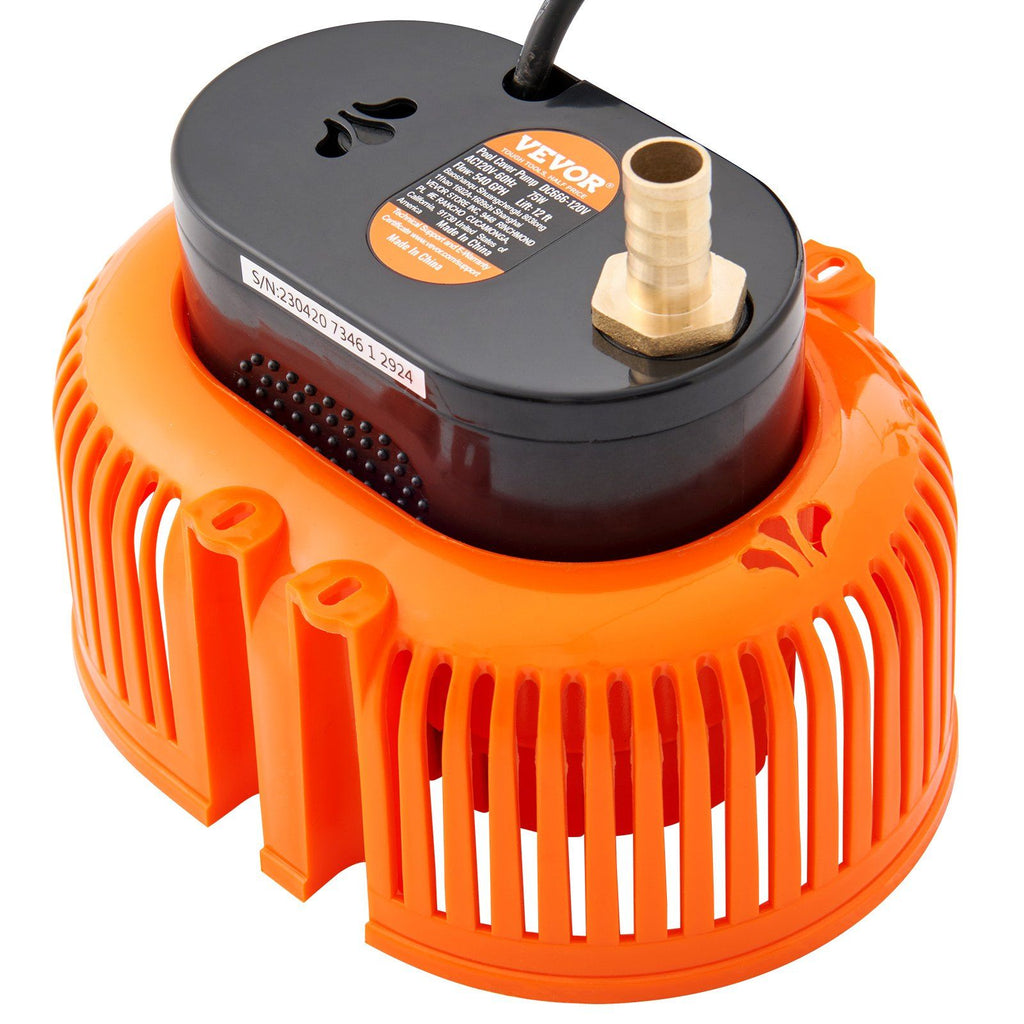 Automatic Pool Cover Pump, 1/10 HP 75W 540 GPH, 120V Submersible Swimming Pool Cover Pump, Water Removal Pump with 3 Hose Adapters 16 ft Drainage Hose & 25 ft Power Cord, for Pool Draining