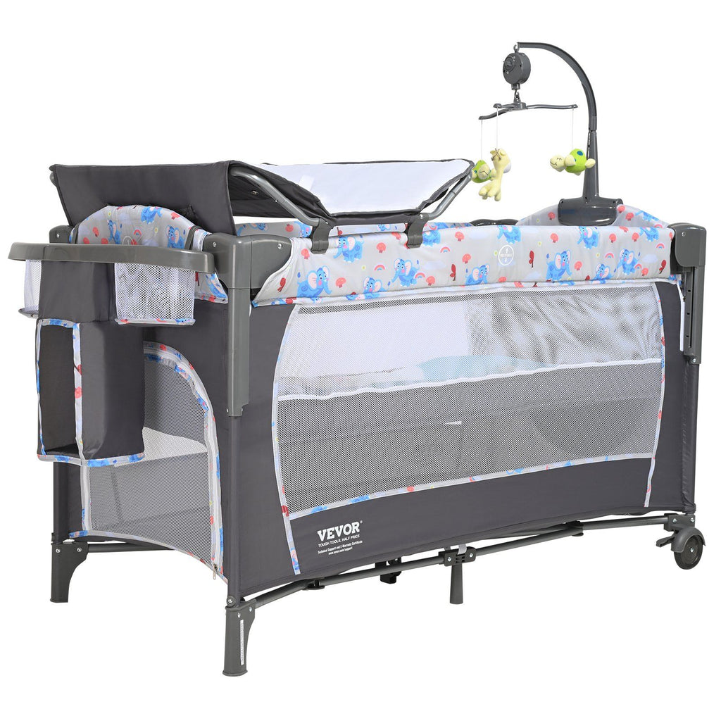 Baby Bassinet, 12-Level Height Adjustable Easy to Fold Portable Baby Bassinet Bedside Sleeper with Storage Basket & Wheels, Baby Cradle Bedside Crib with Mosquito Net for Infant Newborn Girl Boy