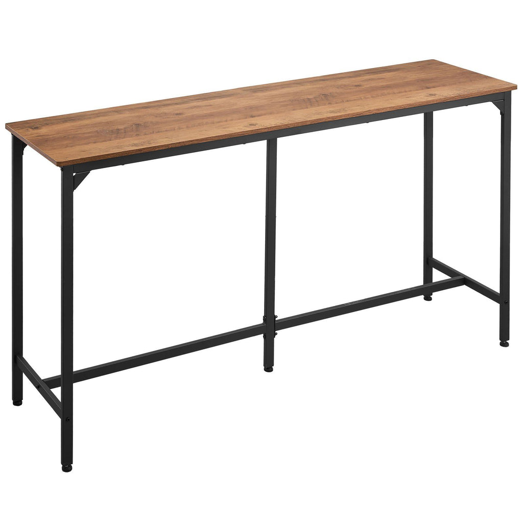 Bar Table, 1PCS 53″ Kitchen Bar Table, Tall Dining Tables with Rounded Edge, Rectangular High Top Kitchen Tables for Balcony, Living Room, Light Brown, Black, Extended Horizontal Design