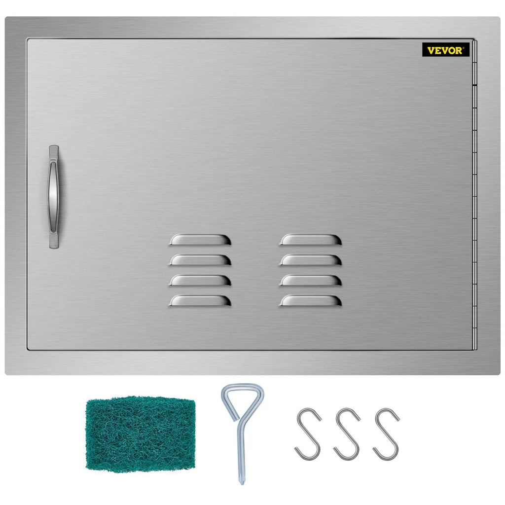 BBQ Access Door 24 x 17 Inch Horizontal Island Door with Vents Stainless Steel Single Access Door Flush Mount Outdoor Kitchen