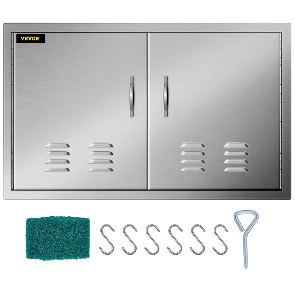 BBQ Island Door 36 x 21 Beveled Frame Vented Double Access Door Stainless Stainless Steel for Outdoor Kitchen