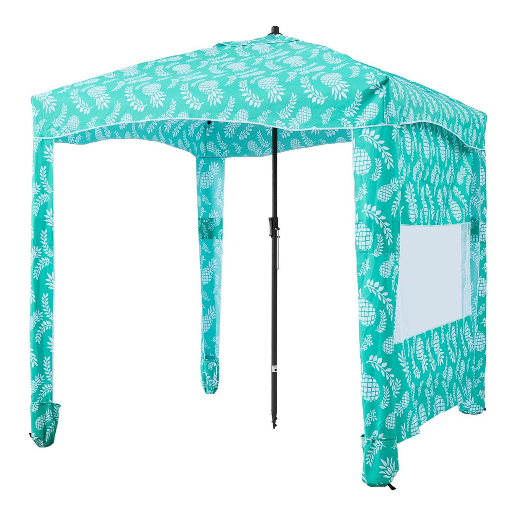 Beach Cabana, 6 x 6 ft Beach Canopy with Side Wall, UPF 50+ Protection Easy Setup Cabana Tent with Sand Pockets, Large Portable Shade Sun Shelter, Outdoor Umbrella for Whole Family & Friends