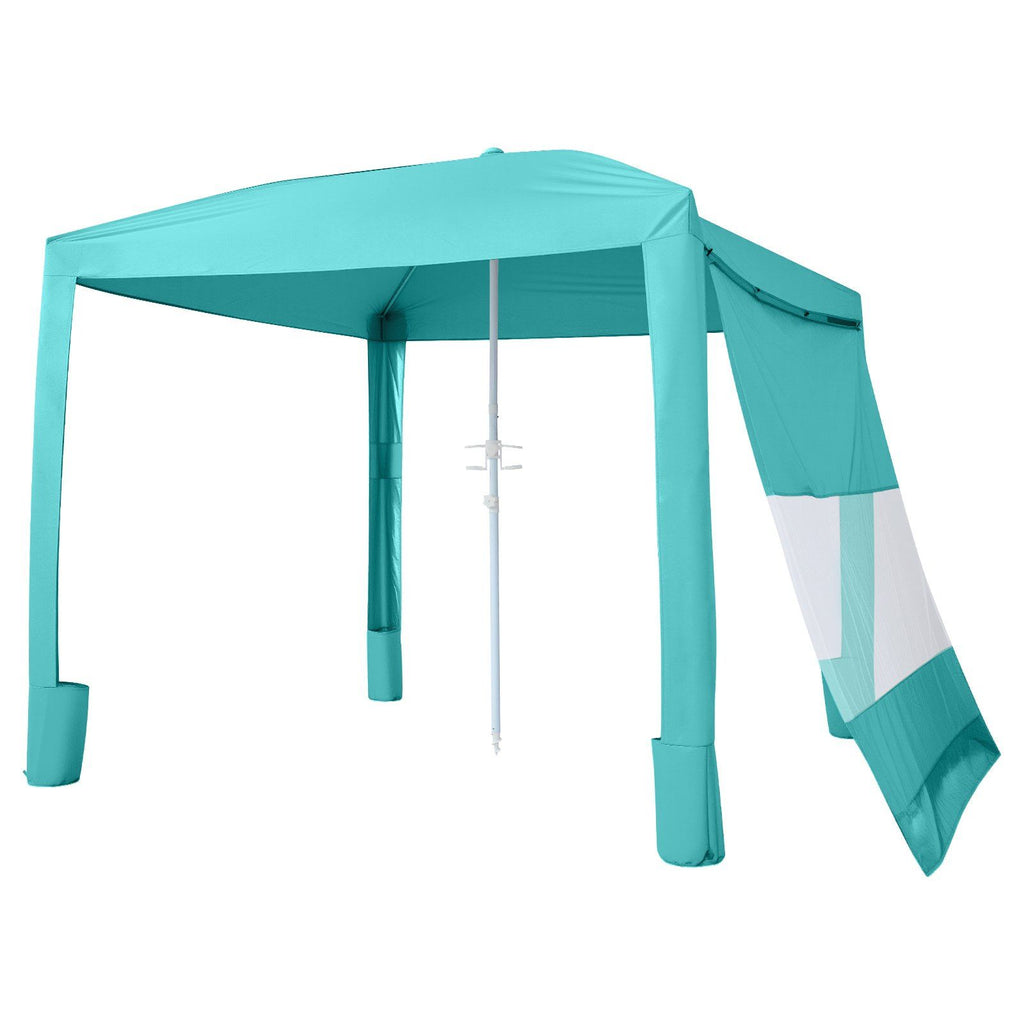 Beach Cabana, 8 x 8 ft Beach Canopy with Side Wall, UPF 50+ Protection Easy Setup Cabana Tent with Sand Pockets, Adjustable Height Portable Shade Sun Shelter Umbrella for Family & Friends, Green