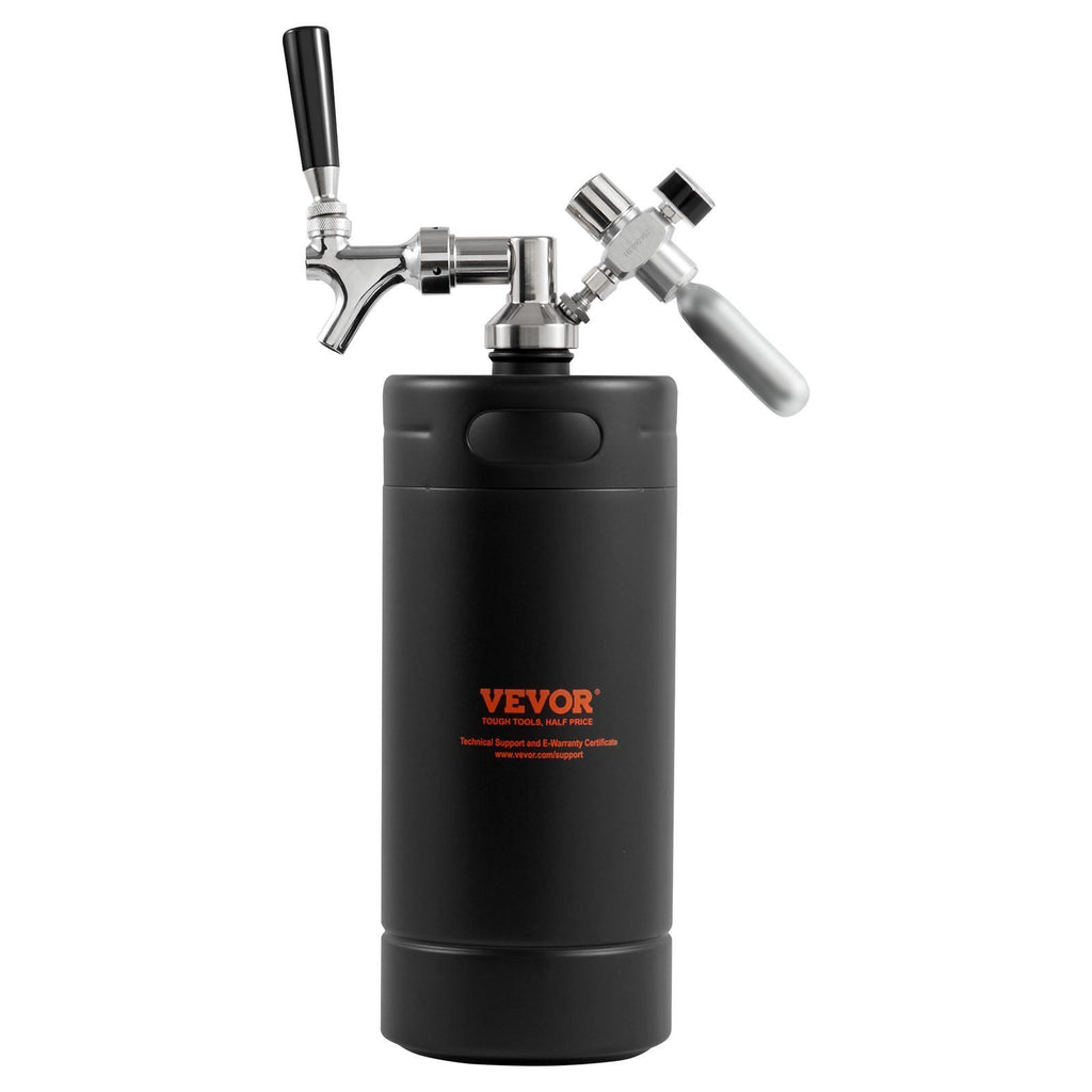 Beer Growler Tap System, 128Oz 4L Mini Keg, 304 Stainless Steel Pressurized Beer Growler, Keg Growler with Pressure Display, CO2 Regulator Faucet, Leak-Proof Ring For Draft, Homebrew, Craft Beer