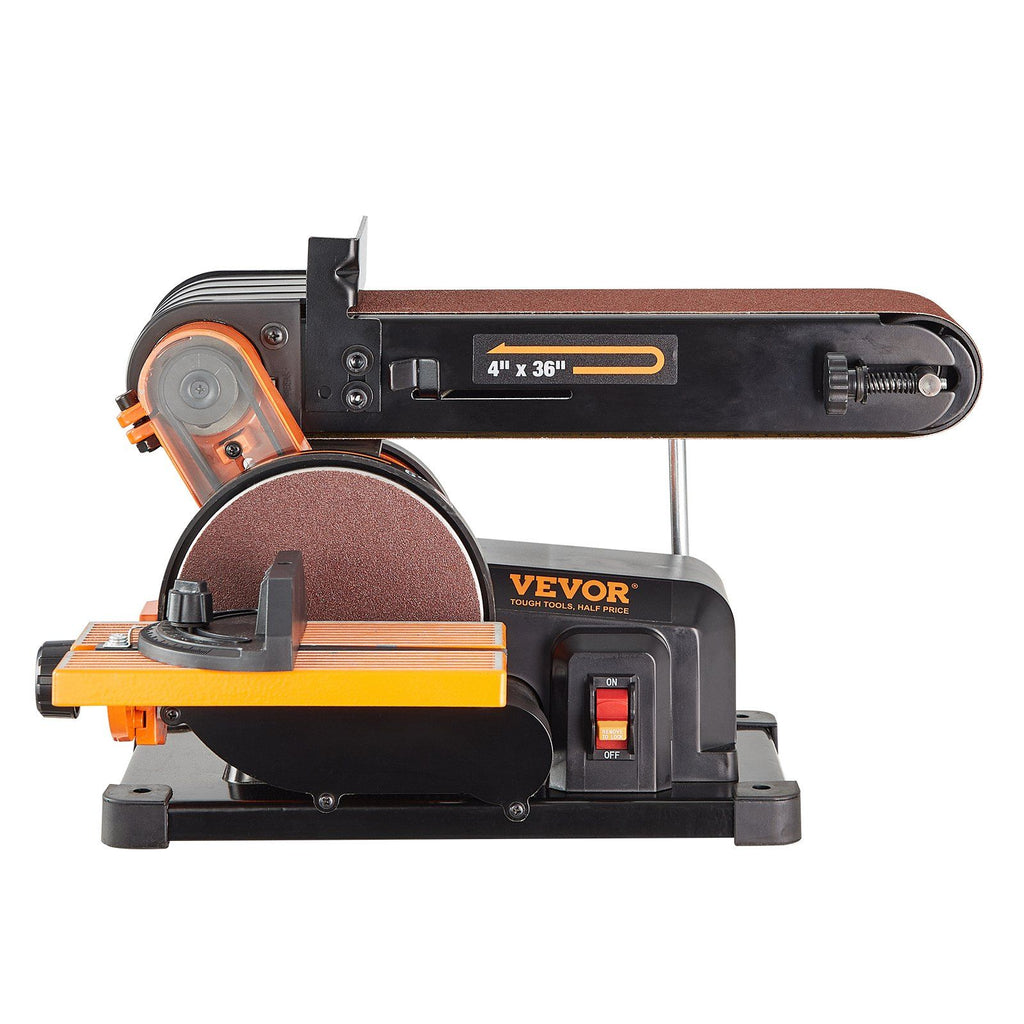 Belt Disc Sander Combo, 6" Disc Sander and 4"x36" Belt Sander with 4.3A Induction Motor 3570RPM, Bench Sander & 0-90° Tiltable Belt and 0-45° Adjustable Cast Aluminum Worktable for Woodworking