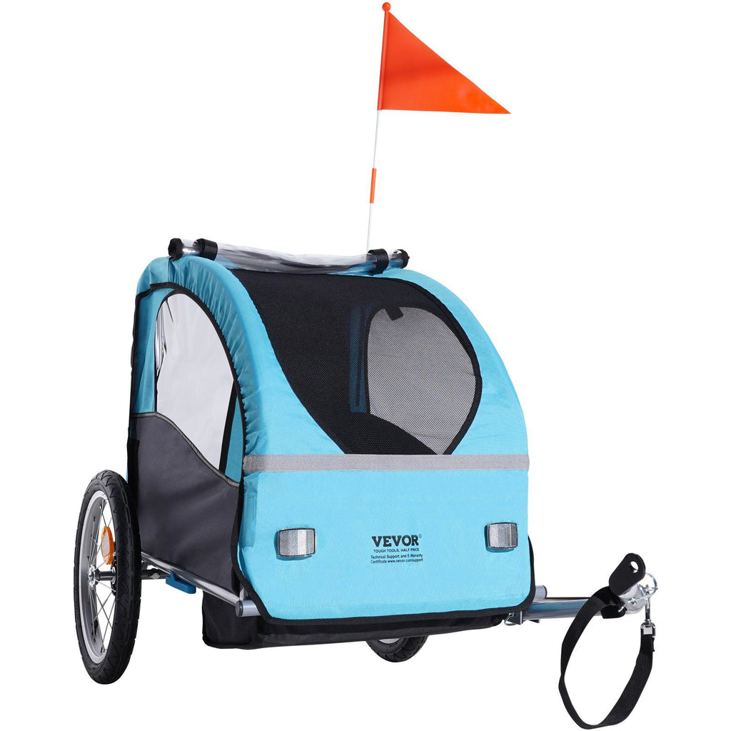 Bike Trailer for Toddlers, Kids, 60 lbs Load, Tow Behind Foldable Child Bicycle Trailer with Universal Bicycle Coupler, Canopy Carrier with Strong Carbon Steel Frame for Children, Blue and Gray