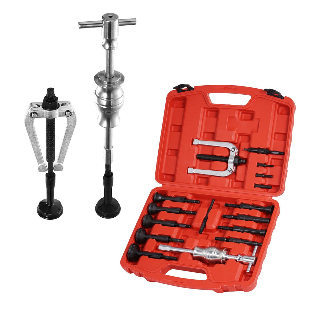 Blind Hole Bearing Puller Set, 16-in-1 Inner Bearing Race and Seal Extractor Kit, Slide Hammer Pilot Insert Inner Internal Bearing Removal Tool Set, 10 Adjustable Collects and Counterstay