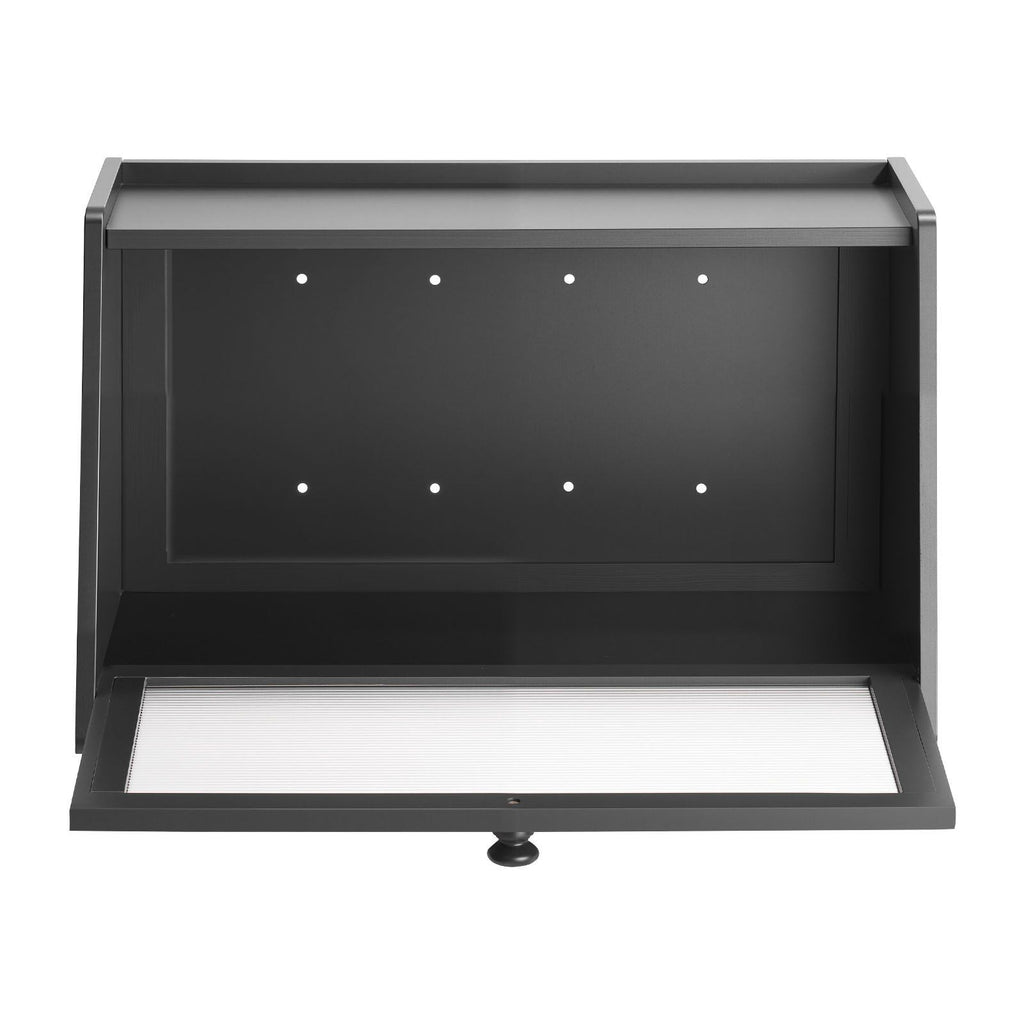 Bread Box for Kitchen Counter, Large Capacity Bamboo Bread Storage Container, Farmhouse Wooden Breadbox Organizer for Homemade Bread, Storage Holder Bin with Acrylic Wavy Door Panel, Black