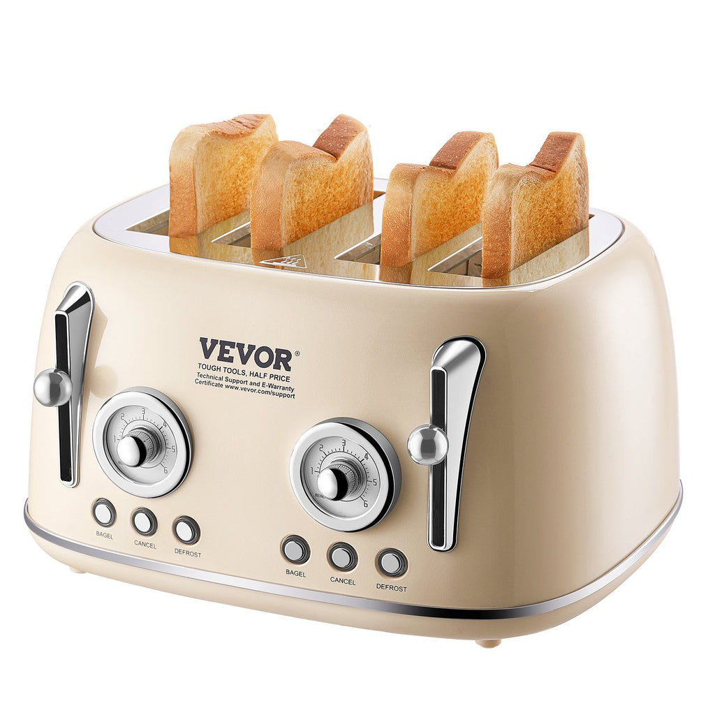 Brushed Stainless Steel Toaster, 4 Slice, 1650W 1.5'' Extra Wide Slots Toaster with Removable Crumb Tray 5 Browning Levels, Cancel Defrost and Bagel Functions for Toasting Bread Bagel Waffle