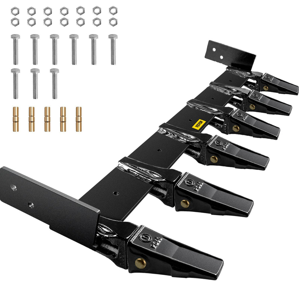 Bucket Tooth Bar 60'' Inside Bucket Width Tractor Bucket Teeth 9.84'' Teeth Space Tooth Bar for Loader Bucket 23TF Bolt on Tooth Bucket Enables Penetration of Compacted Soil and Other Materials