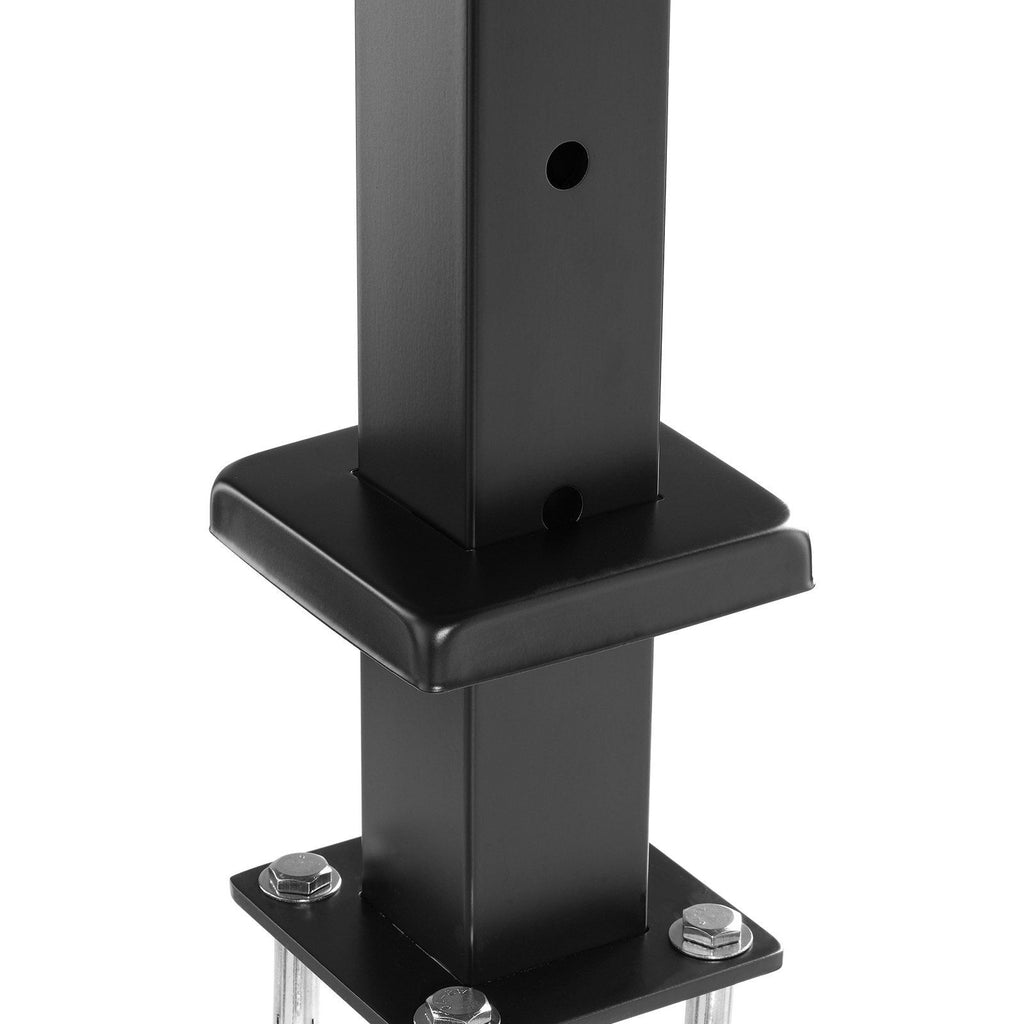Cable Railing Post, 36" x 2" x 2" Steel Horizontal Hole Deck Railing Post, 10 Pre-Drilled Holes, SUS304 Stainless Steel Cable Rail Post with Horizontal and Curved Bracket, 1-Pack, Black