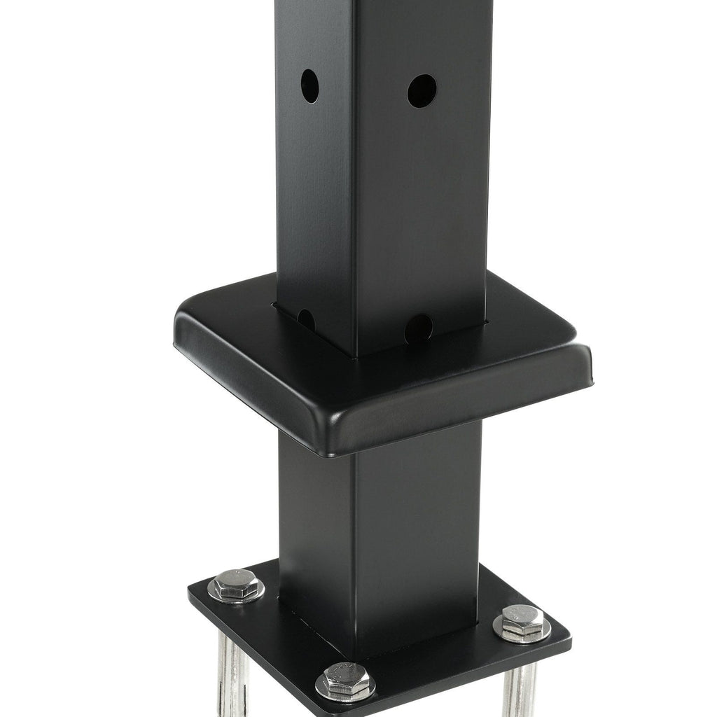 Cable Railing Post, 36" x 2" x 2" Steel L-Shaped Hole Corner Railing Post, 10 Pre-Drilled Holes, SUS304 Stainless Steel Cable Rail Post with Horizontal and Curved Bracket, 1-Pack, Black