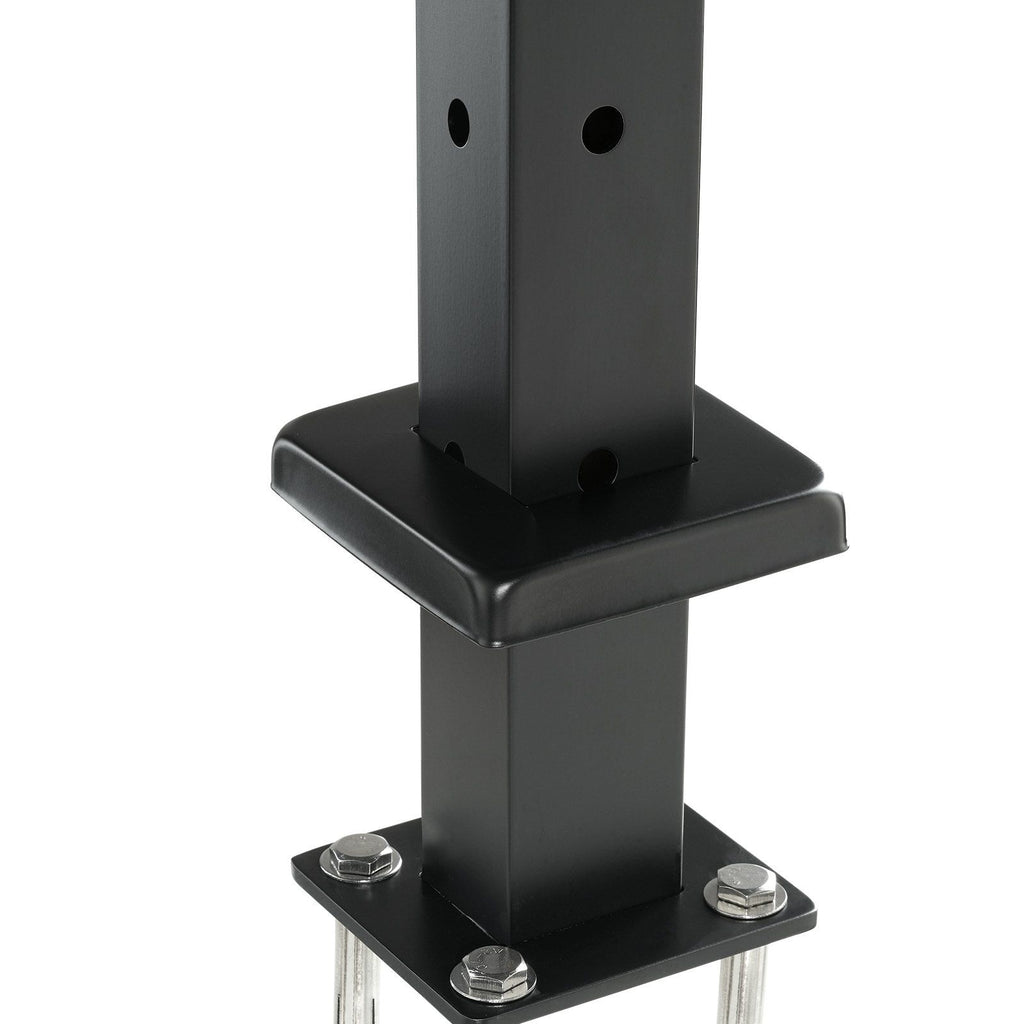 Cable Railing Post, 42" x 1" x 2" Steel L-Shaped Hole Corner Railing Post, 12 Pre-Drilled Holes, SUS304 Stainless Steel Cable Rail Post with Horizontal and Curved Bracket, 1-Pack, Black
