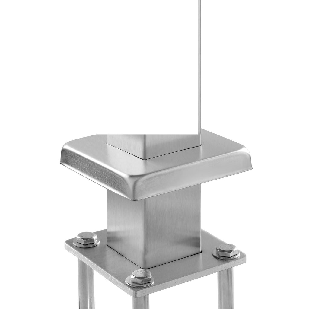 Cable Railing Post Level Deck Stair Post 42 x 1.97 x 1.97" Cable Handrail Post Stainless Steel Wire Drawing Deck Railing Pre-Drilled Pickets with Mounting Bracket Stair Railing Kit Sliver