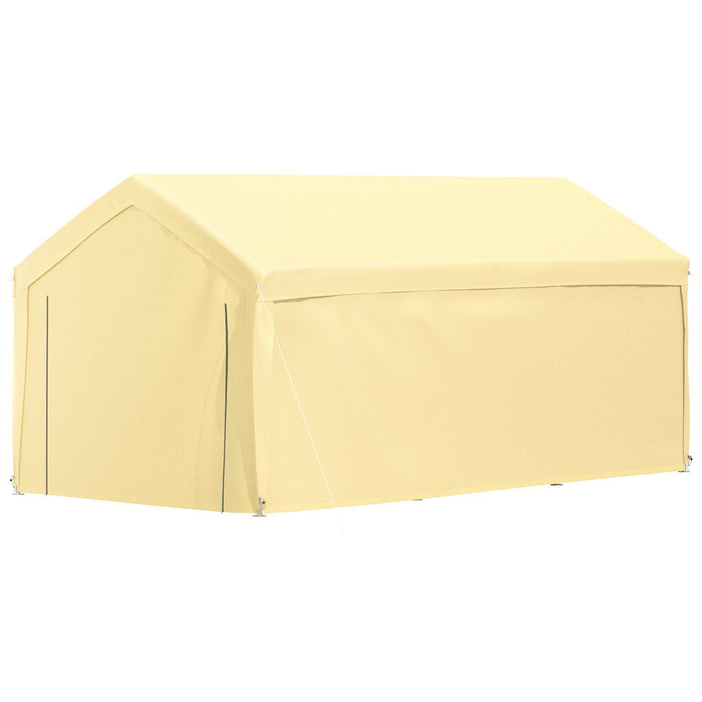Carport Canopy Car Shelter Tent 10 x 20ft with 8 Legs and Sidewalls Yellow