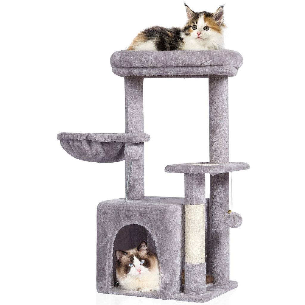 Cat Tree 31.4" Cat Tower with Cat Condo Sisal Scratching Post Light Grey